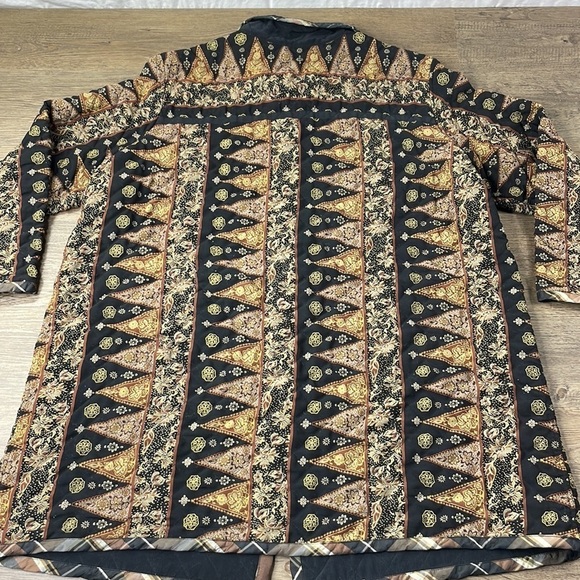 Vintage Koos of Course Women’s Quilted Reversible Black Tan Silk Jacket, size 2X - Picture 9 of 14